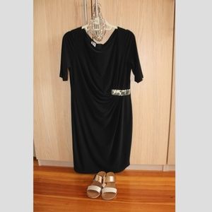 Anne Klein black ruched cocktail dress
